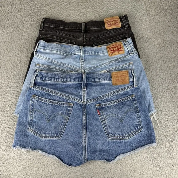 Levis 501 Women's Cut Off Denim Shorts Size 30 Lot Of 3 Bundle - Picture 8 of 11